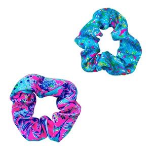 Lilly Pulitzer Satin Scrunchie Set, Pink Isle, Lil Earned Stripes